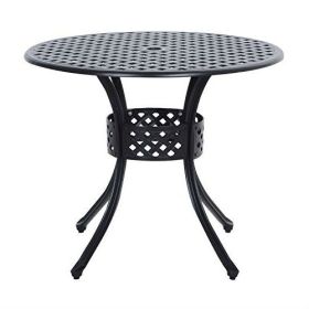 Round Metal 33-inch Outdoor Patio Table in Black Cast Aluminum Round Metal 33-inch Outdoor Patio Table in Black Cast Aluminum