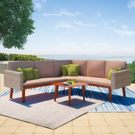 4 Piece Patio Lounge Set with Cushions Poly Rattan Gray 4 Piece Patio Lounge Set with Cushions Poly Rattan Gray