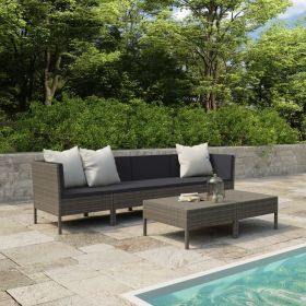 6 Piece Patio Lounge Set with Cushions Poly Rattan Gray 6 Piece Patio Lounge Set with Cushions Poly Rattan Gray